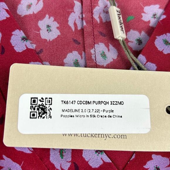NWT Tucker NYC "Madeline 2.0" Ditsy Floral 100% Silk Short Sleeve Dress Sz M - Picture 6 of 9